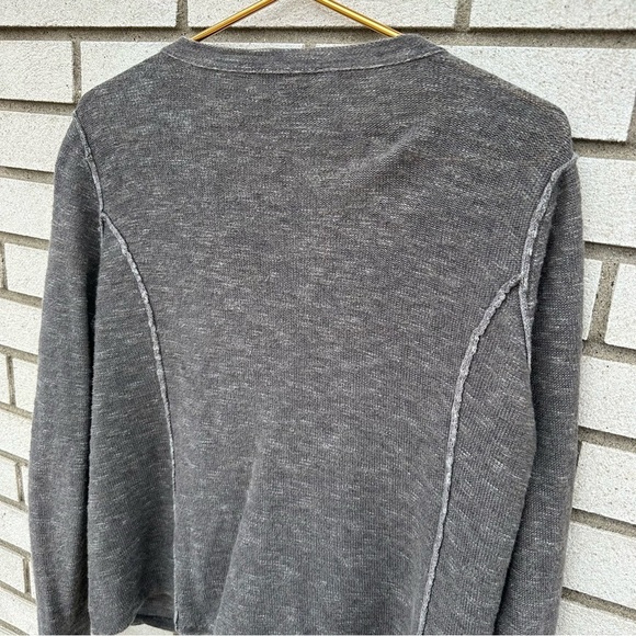 Eileen Fisher Gray Organic Cotton Linen Cardigan Sweater Button Up Exposed Seams - Picture 5 of 8